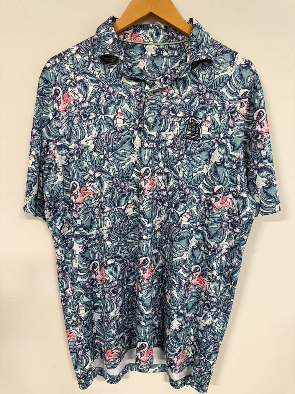 johnnie-O TPC Scottsdale Flamingo Tropical Performance Golf Polo Size L